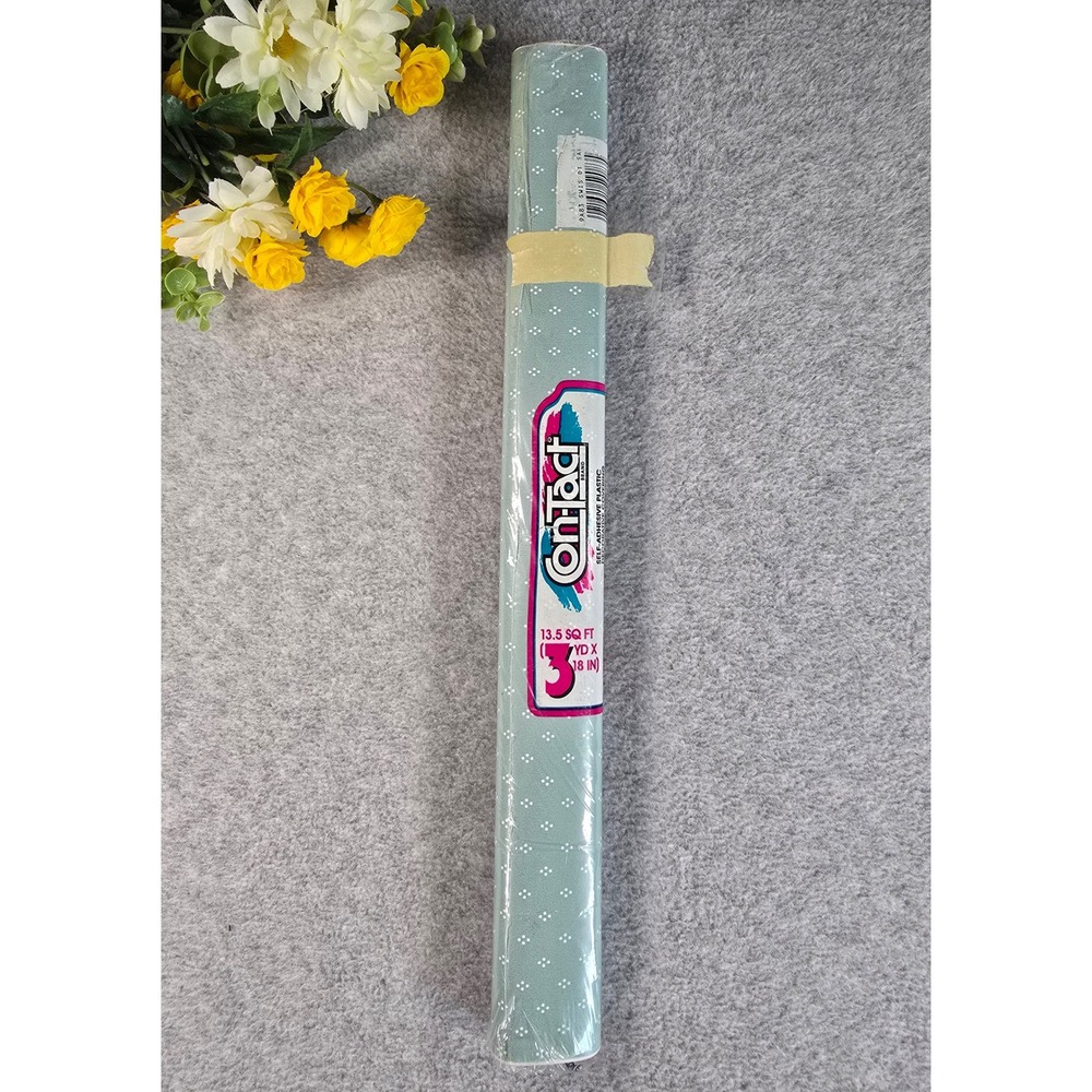Vintage 90s Cottagecore Con-Tact Shelf Liner Rubbermaid Blue Polka Dot 1991 NIP